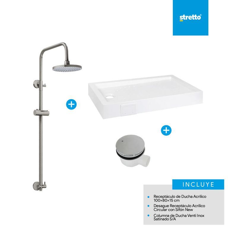 Pack receptaculo 100x80 acri. + columna + desague