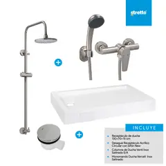 MOSAICO - Pack receptaculo 130x70 acri. + columna + ducha + desague