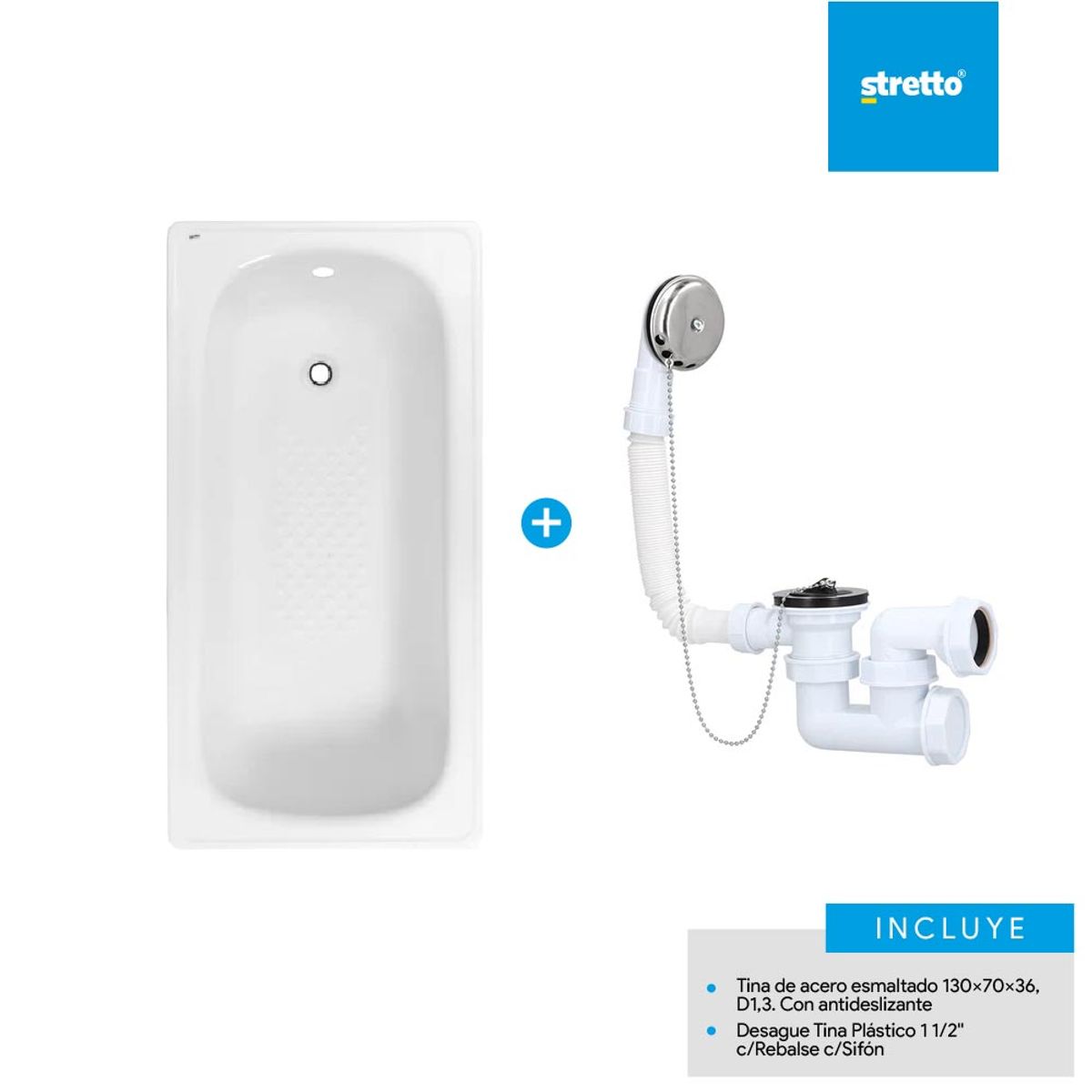 MOSAICO - Tina 156x70 cm Rectangular Acero Esmaltado