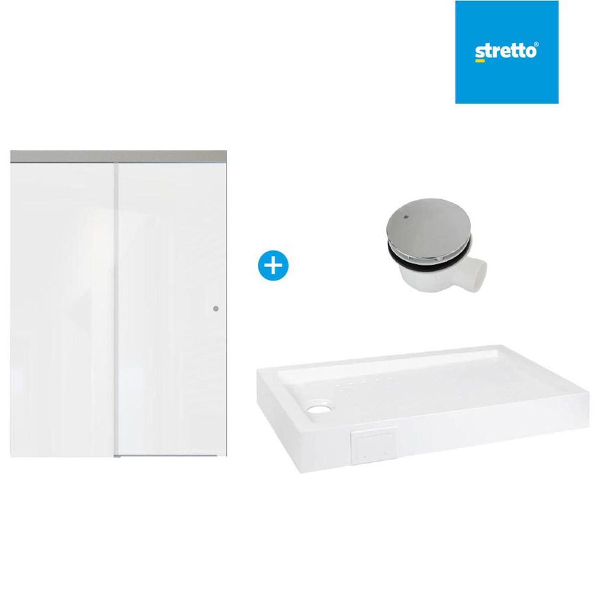 MOSAICO - Pack receptaculo 150x70 cm acrilico + mampara 150 + desague