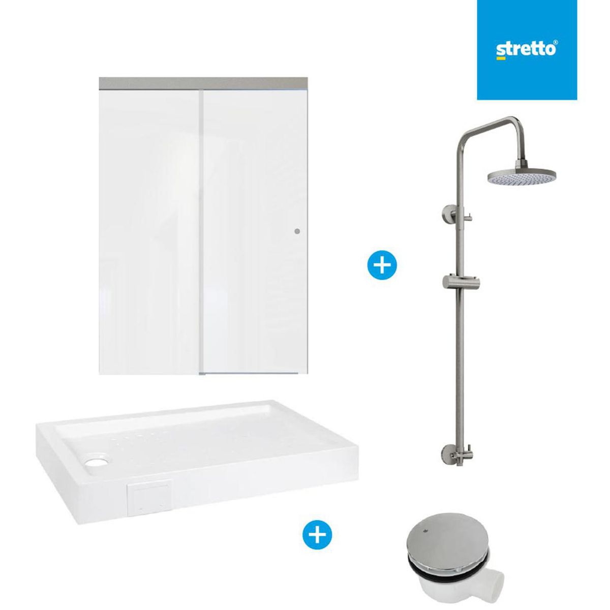 Pack receptaculo 140x70 cm acrilico + mampara 140 + columna + desague, marca MOSAICO - Foto 2