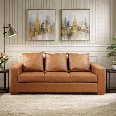 DKORA - Sofá 3 cuerpos Bastian 183x68x75 cm Café Claro