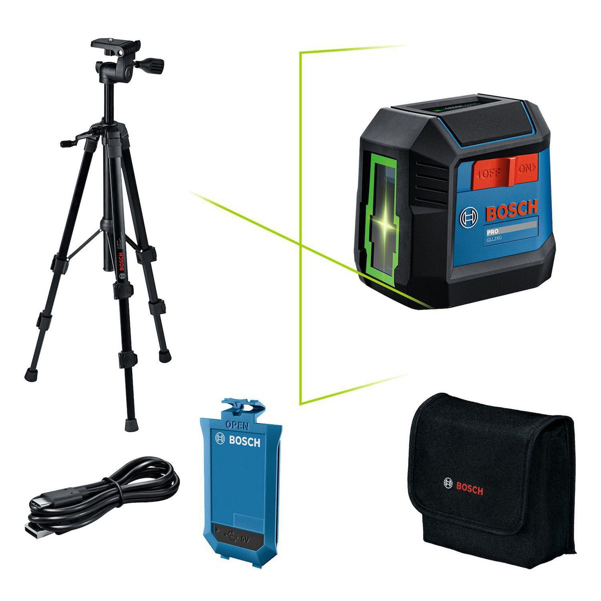 BOSCH - Nivel láser líneas verdes Bosch GLL 2XG 20 metros + batería + trípode