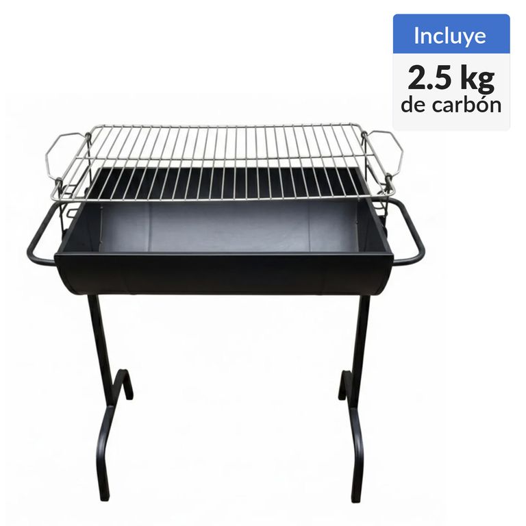 Parrilla a Carbón Acero + Carbón 2,5 Kg