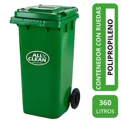 ALL CLEAN - Basurero contenedor 360 litros verde 360 Litros PVC VERDE