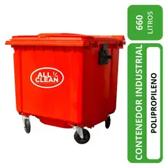ALL CLEAN - Contenedor industrial 660 lts rojo