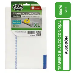 ALL CLEAN - Trapero algodón blanco con ojal 50x70