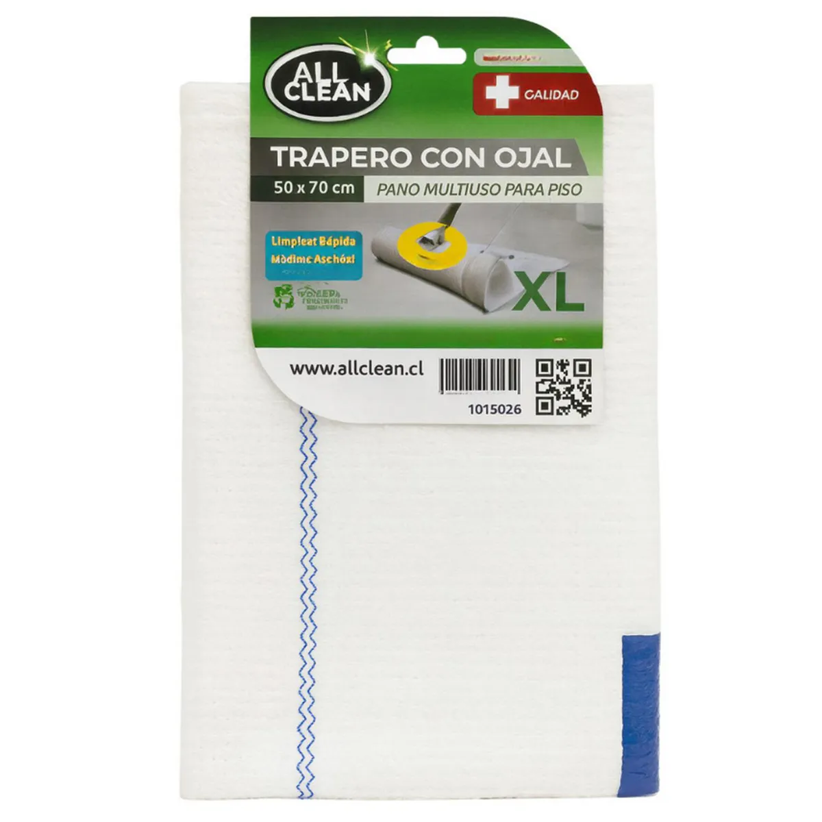 ALL CLEAN - Trapero algodón blanco con ojal 50x70