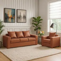 DKORA - Juego de Living Bastian 5 Personas Café Claro
