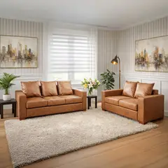 DKORA - Juego de Living Bastian 5 Personas Café Claro