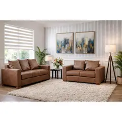 DKORA - Juego de Living Bastian 5 Personas Café Oscuro