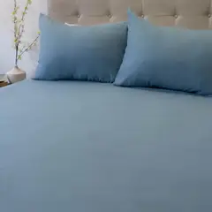 DORAL - Juego de Sabanas Lisas King 200 Hilos Azul