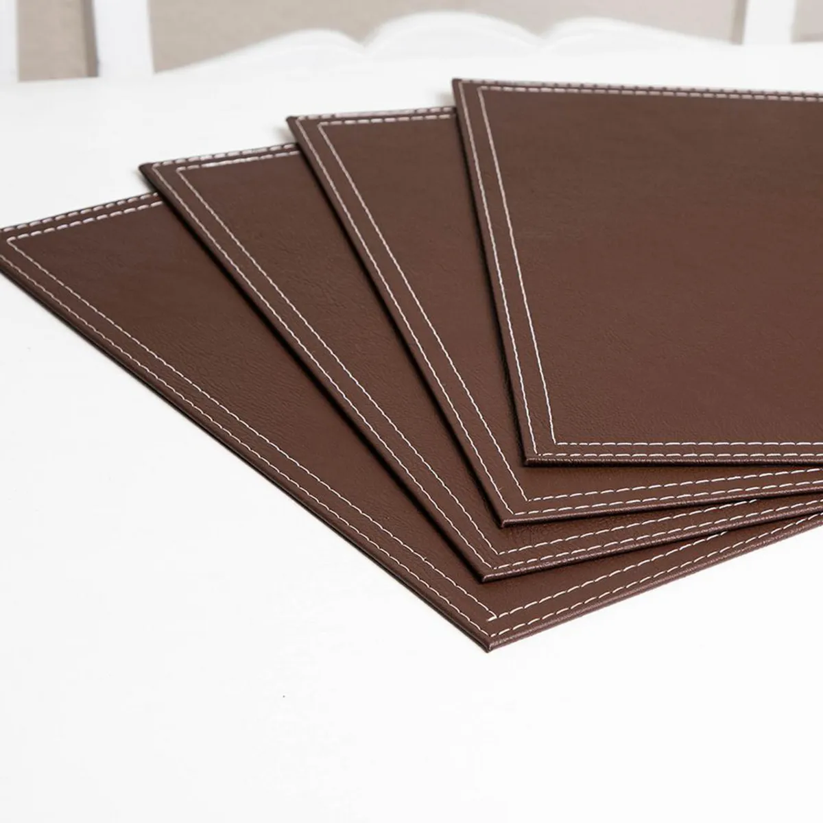 Set 4 Individuales Rectangular 32x42 ECOCUERO CAFÉ, marca DORAL - Foto 2