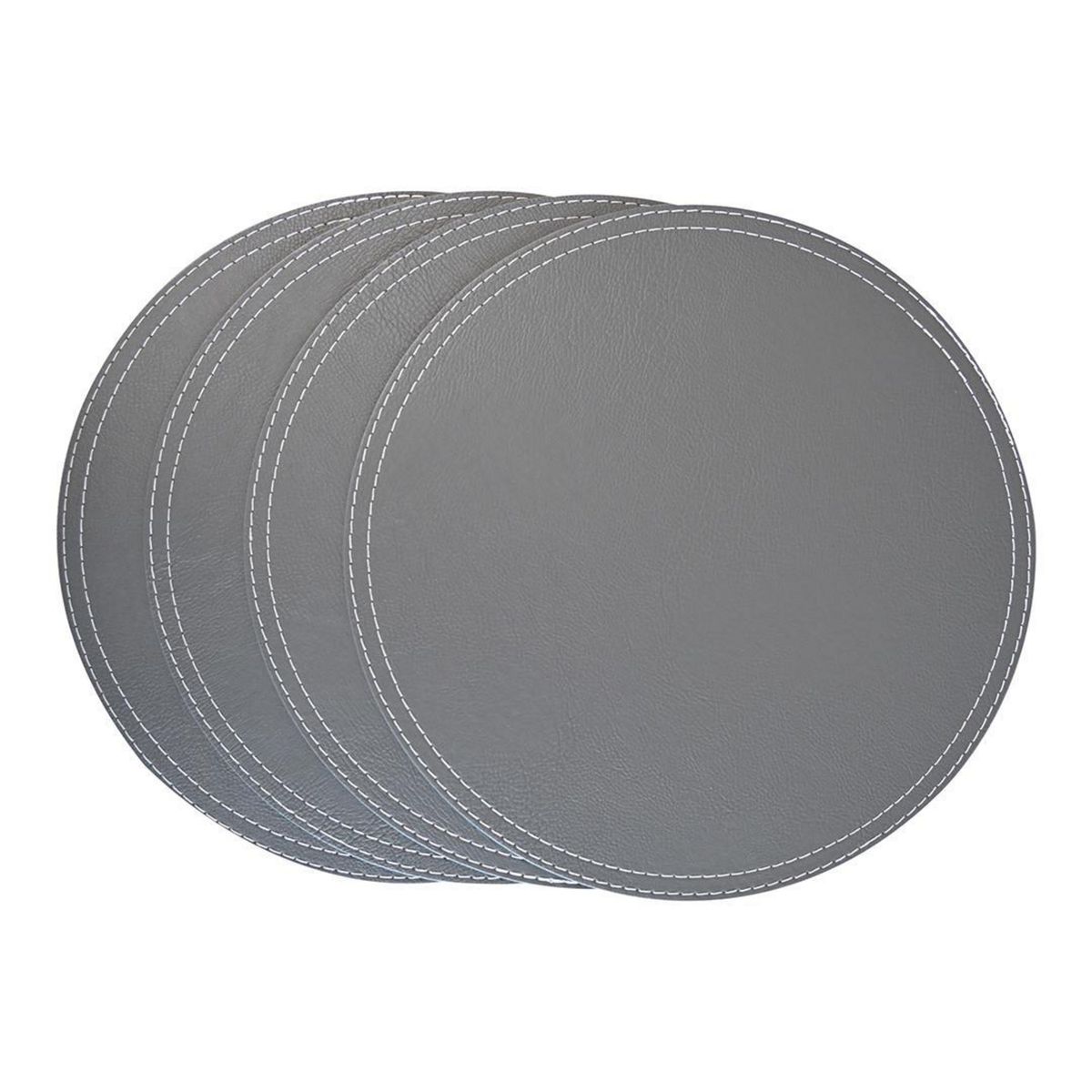DORAL - Set 4 Individuales Redonda 38x38 ECOCUERO GRIS