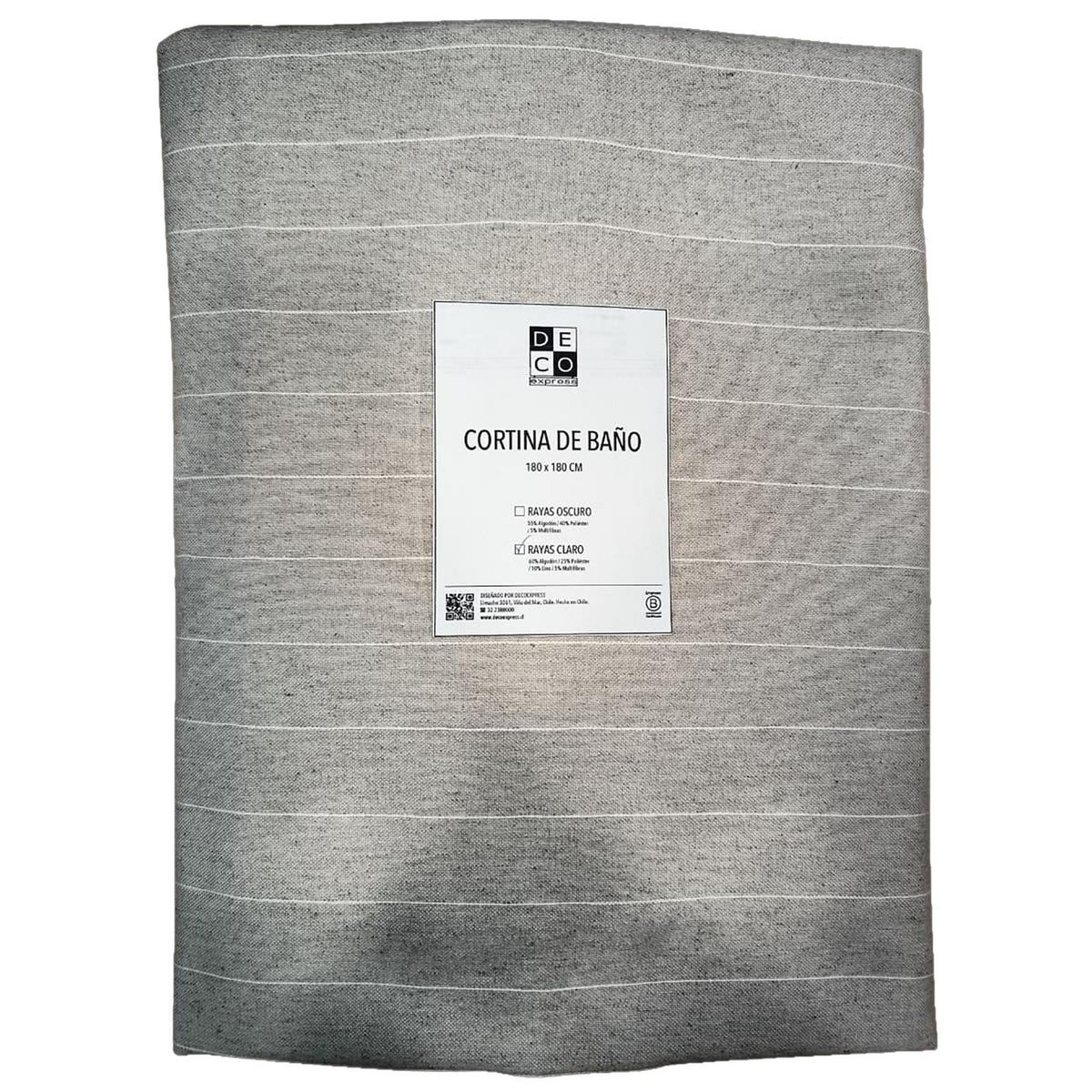 DECO EXPRESS - CORTINA DE BAÑO RAYAS CLARO De baño 180x180 cm BEIGE 