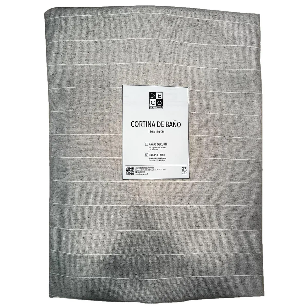DECO EXPRESS - CORTINA DE BAÑO RAYAS CLARO De baño 180x180 cm BEIGE 