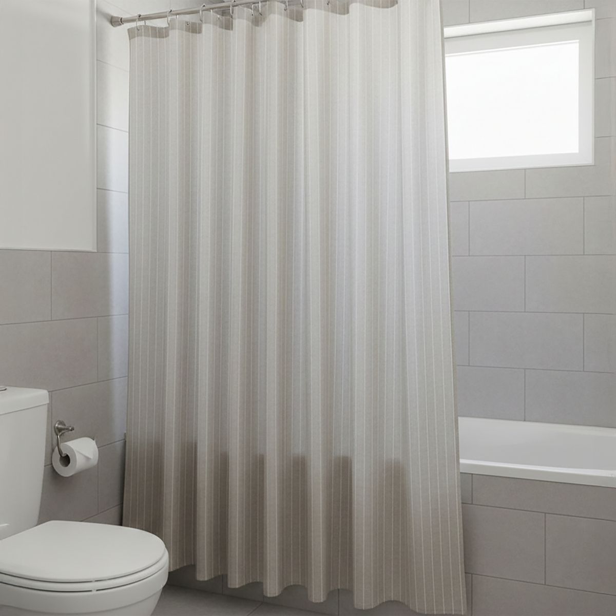 DECO EXPRESS - CORTINA DE BAÑO RAYAS CLARO De baño 180x180 cm BEIGE 