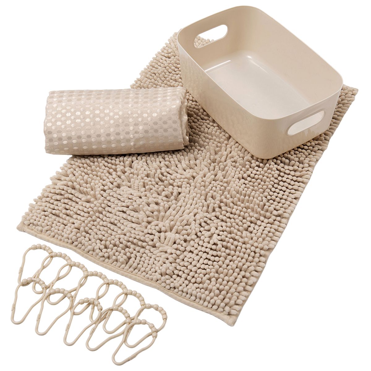 Set 4P baño beige Noa De baño 180x180 cm Beige, marca MASHINI - Foto Principal