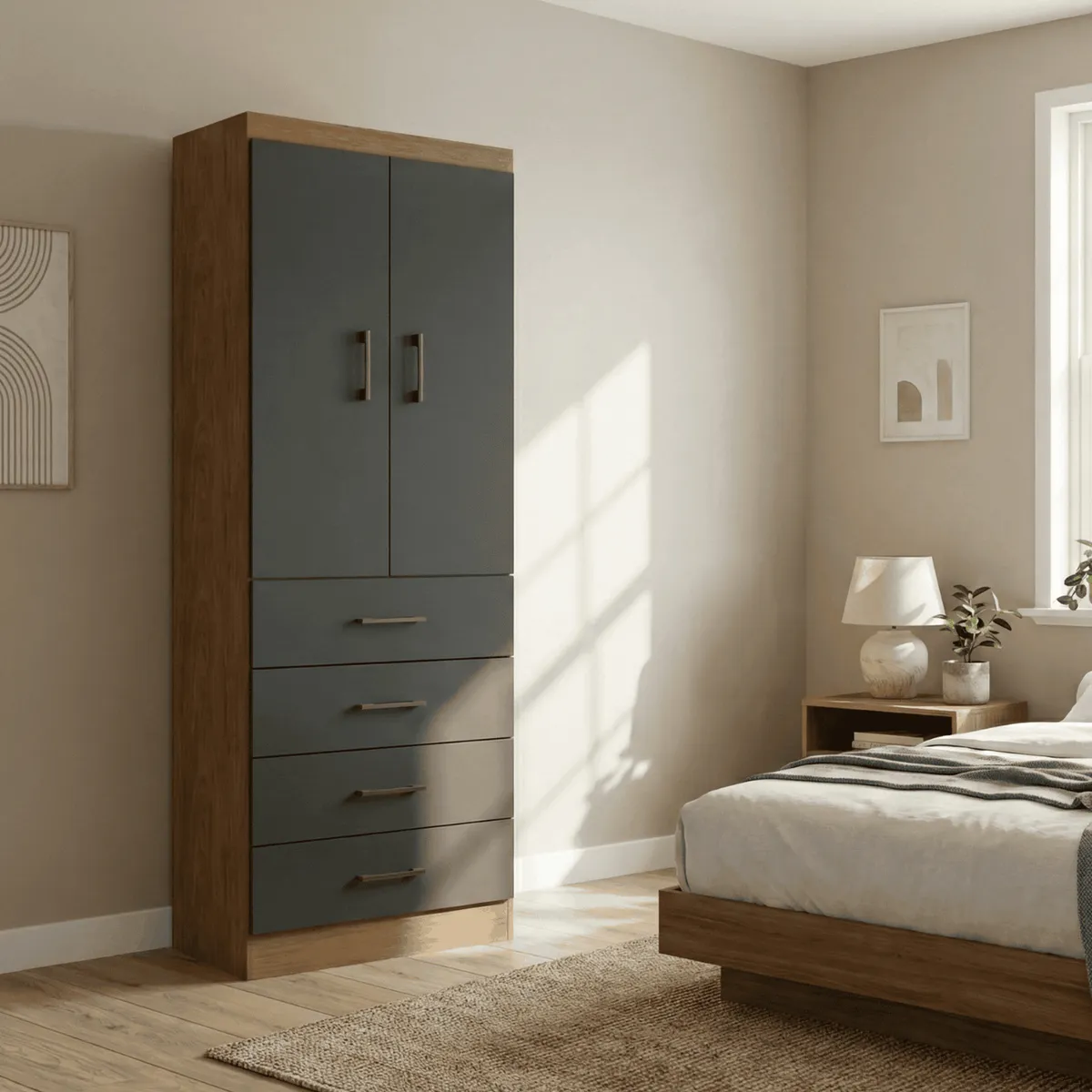 EXIT - Clóset 2 Puerta(s) 4 Cajón(es) 1 Repisa(s) 62x182x40 cm Negro