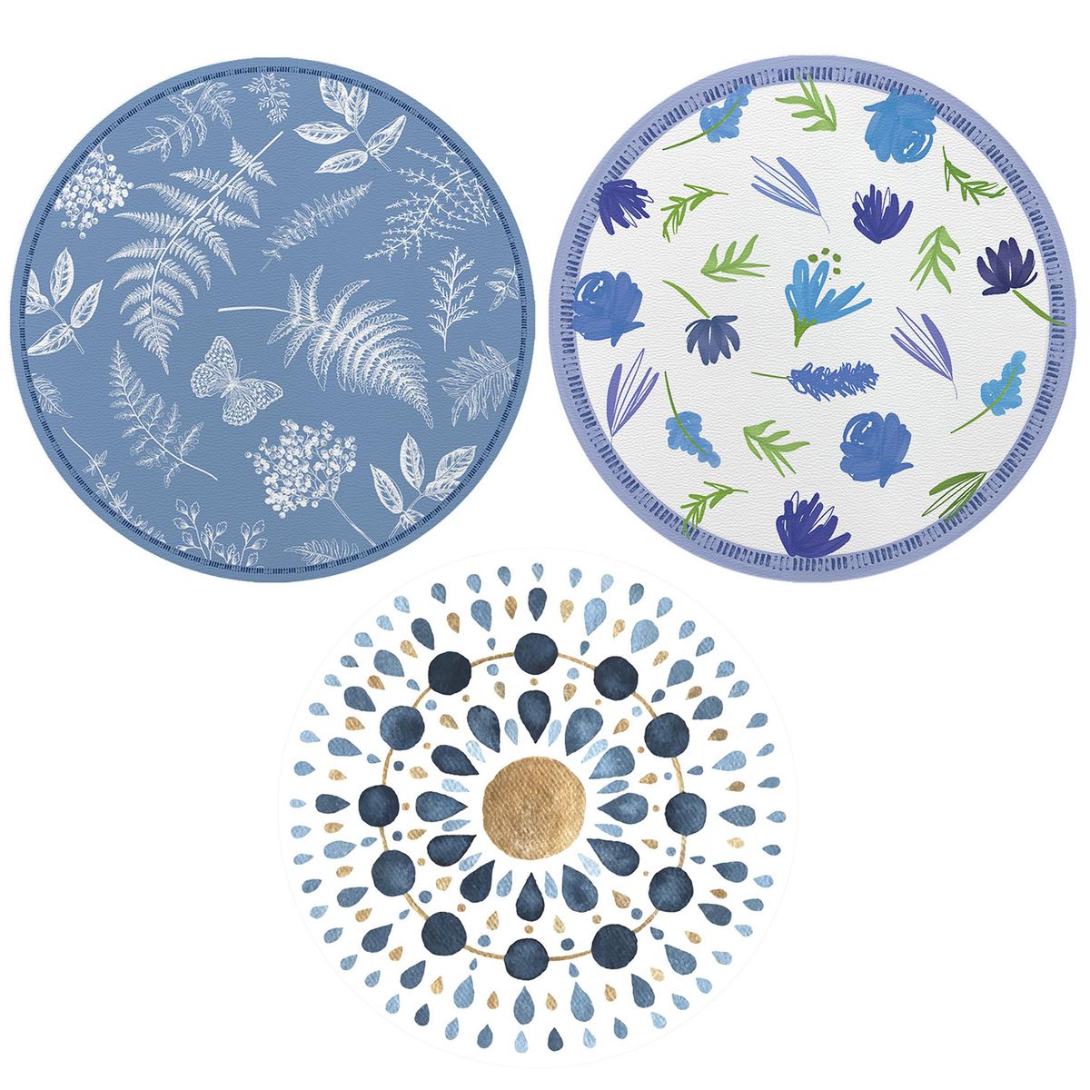 DAVANTI - Individual Redonda 37x37 cm Nov Acuarela Azul