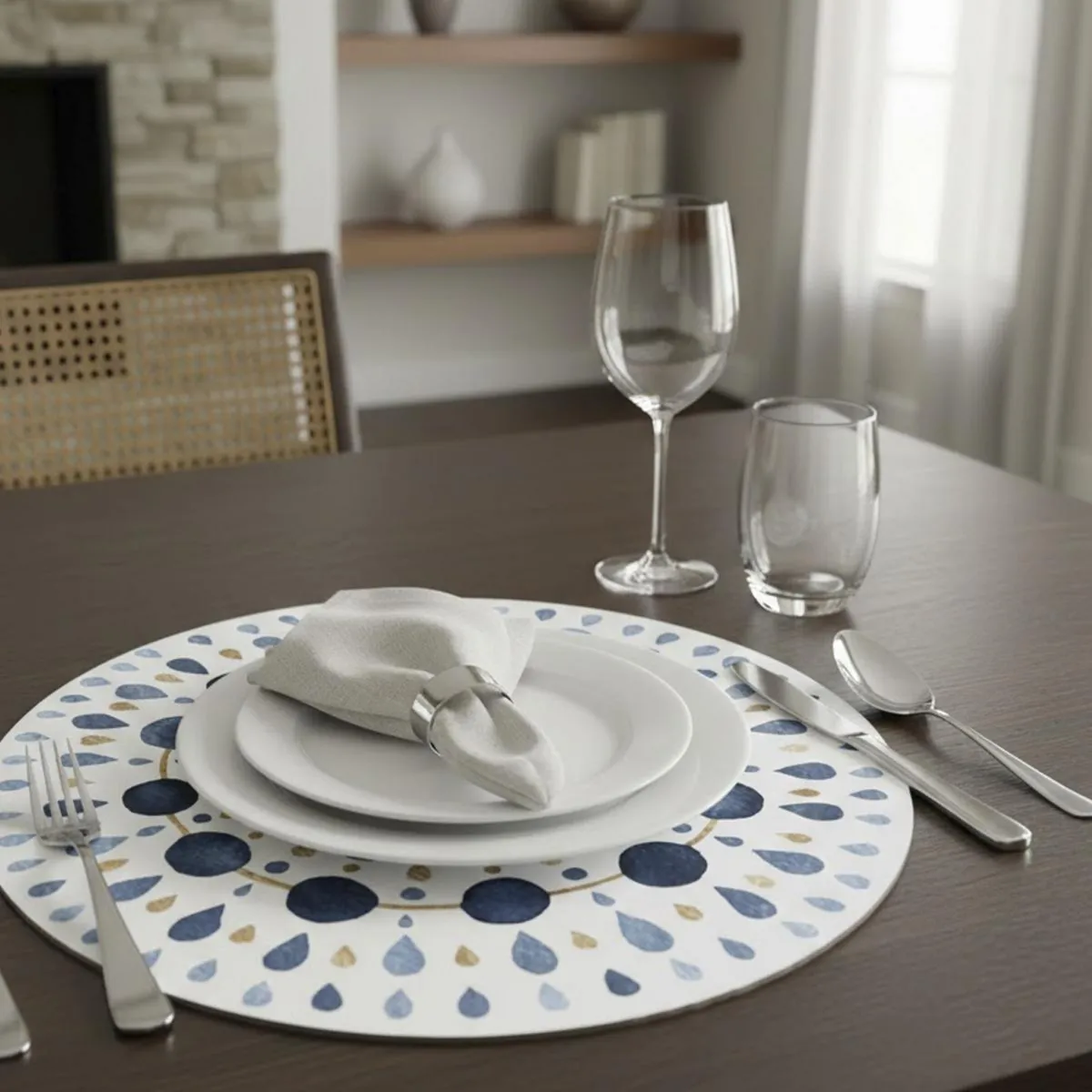 DAVANTI - Individual Redonda 37x37 cm Nov Acuarela Azul