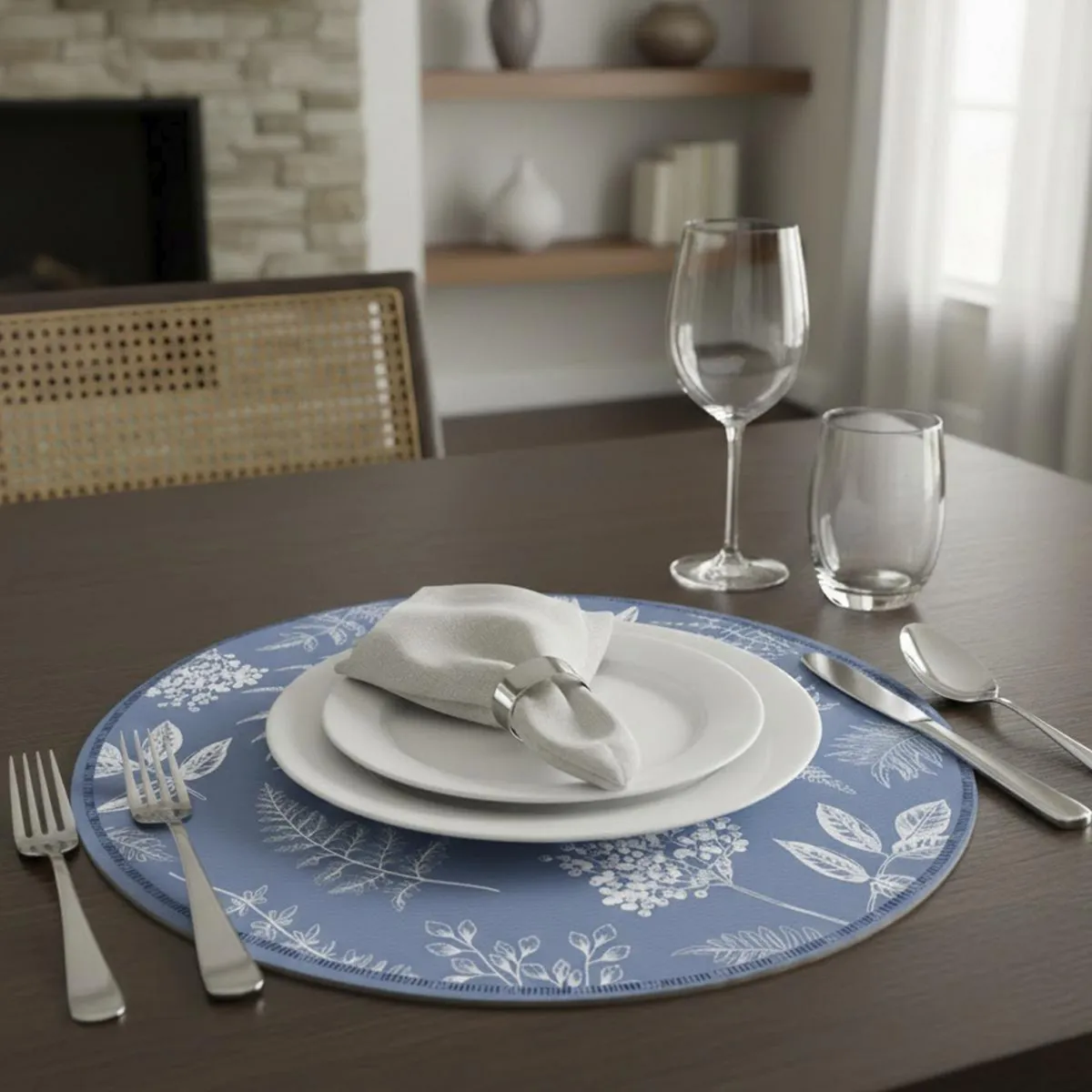 DAVANTI - Individual Redonda 37x37 cm Nov Acuarela Azul