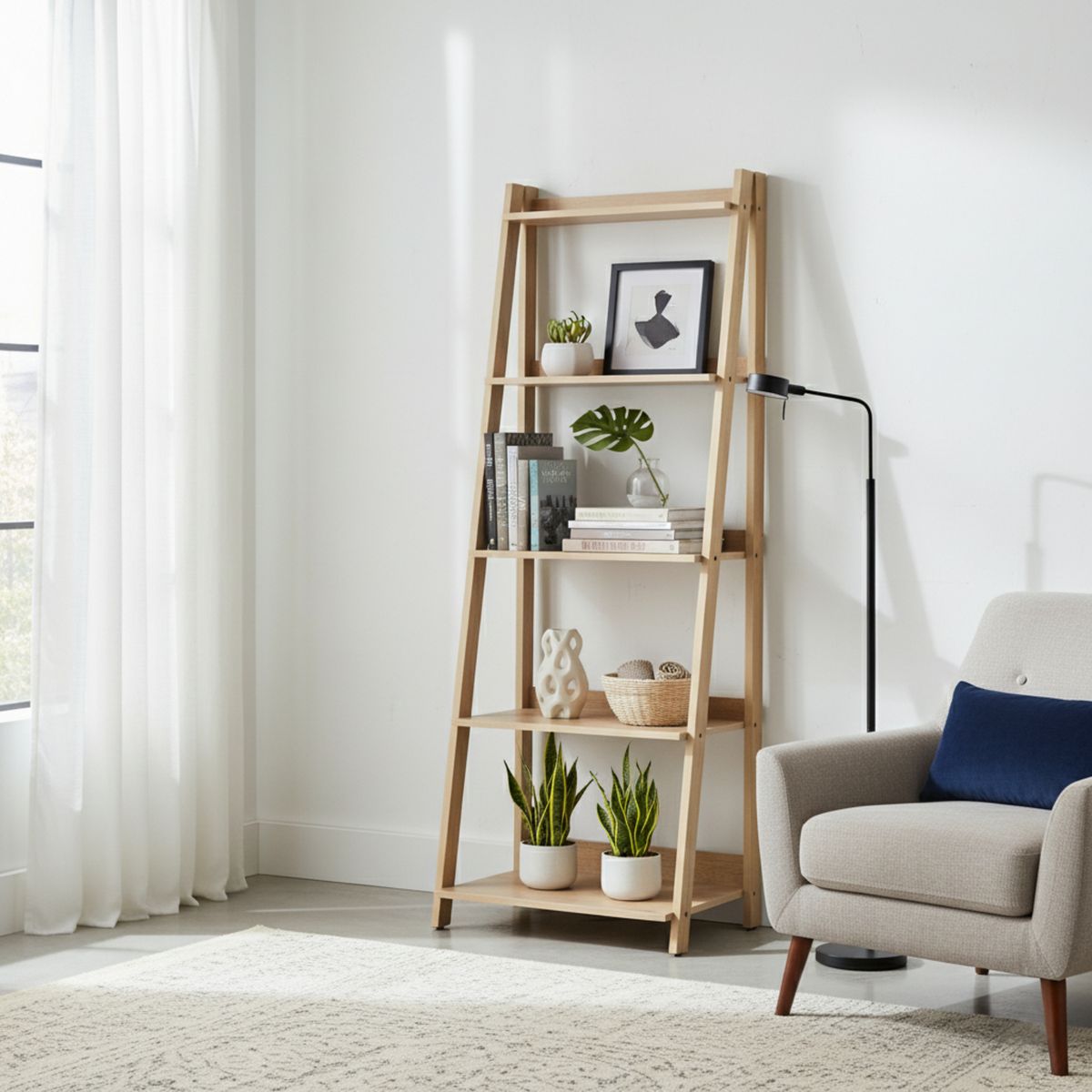 HOME MOBILI - Repisa MDP 5 Nivel(es) 59x165x41 cm Café Claro