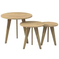 HOME MOBILI - Set 3 Mesas Vasco Natural 44x38x59 cm