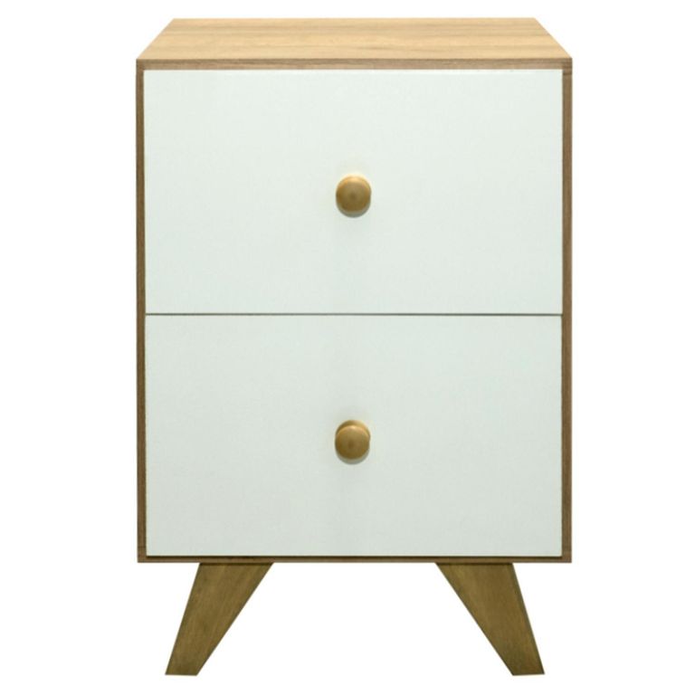 HOME MOBILI Velador 2 Cajón(es) Odda 38x60x40 cm Blanco