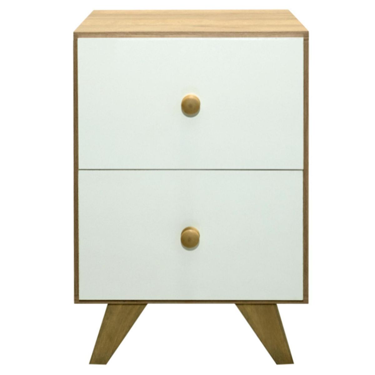 HOME MOBILI - Velador 2 Cajón(es) Odda 38x60x40 cm Blanco
