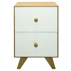 HOME MOBILI - Velador 2 Cajón(es) Odda 38x60x40 cm Blanco
