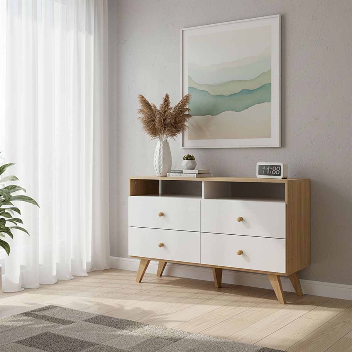 HOME MOBILI - Cómoda 4 Cajón(es) Voss 120x77x39 cm Blanco