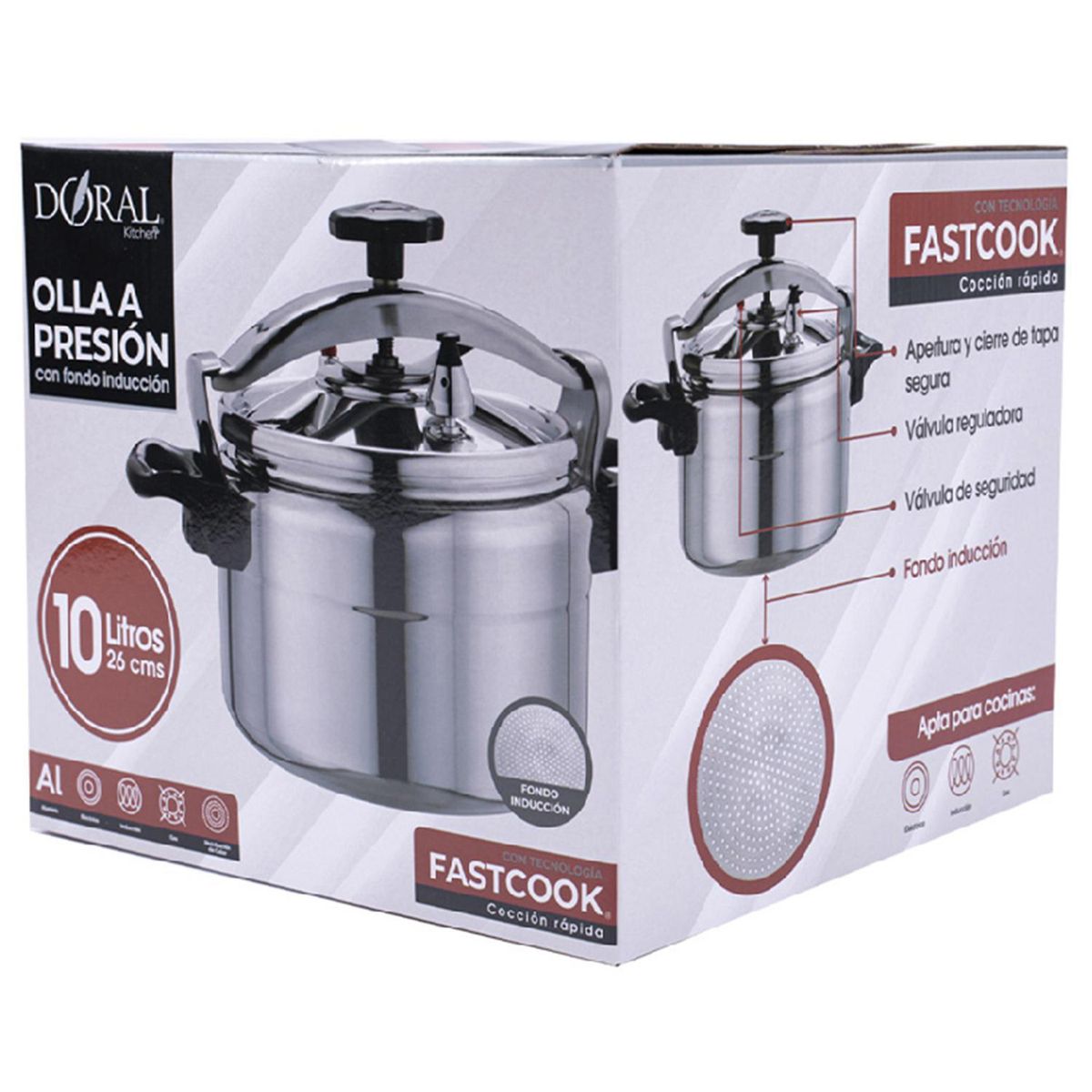 DORAL - Olla a Presión 10 Litros Aluminio OLLAPI10L