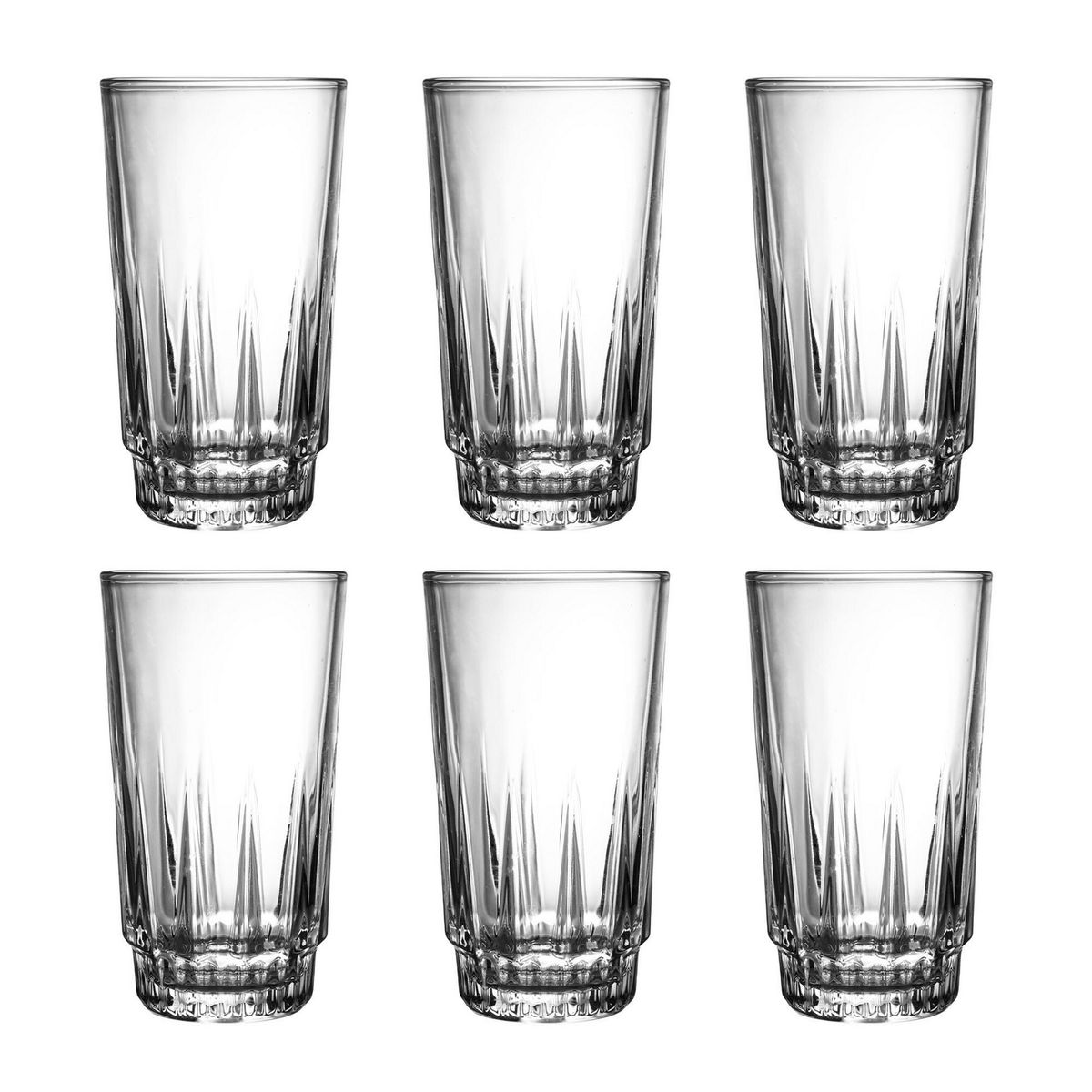 DORAL - Set 6 Vasos Altos de Vidrio 330 ml Transparente