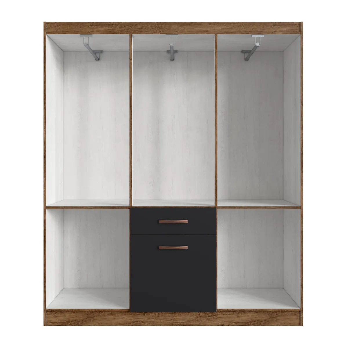 ALTAVISION - Clóset 6 Puerta(s) 1 Cajón(es) 1 Repisa(s) 137x175x40 cm Negro/Castaña