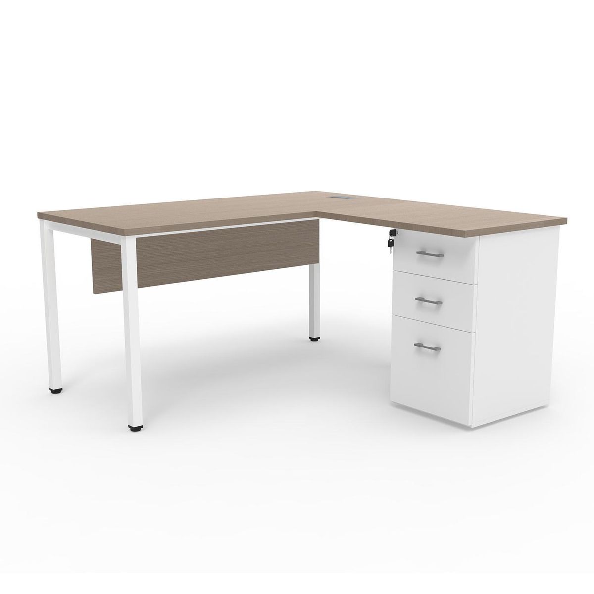 INDUMAC - Estación de Trabajo Paris Office Silver Legno/Blanco 150x75x150 cm