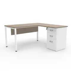 INDUMAC - Estación de Trabajo Paris Office Silver Legno/Blanco 150x75x150 cm