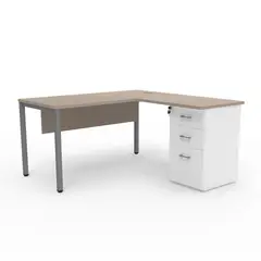 INDUMAC - Estación de Trabajo Paris Office Silver Legno/Gris 150x75x150 cm