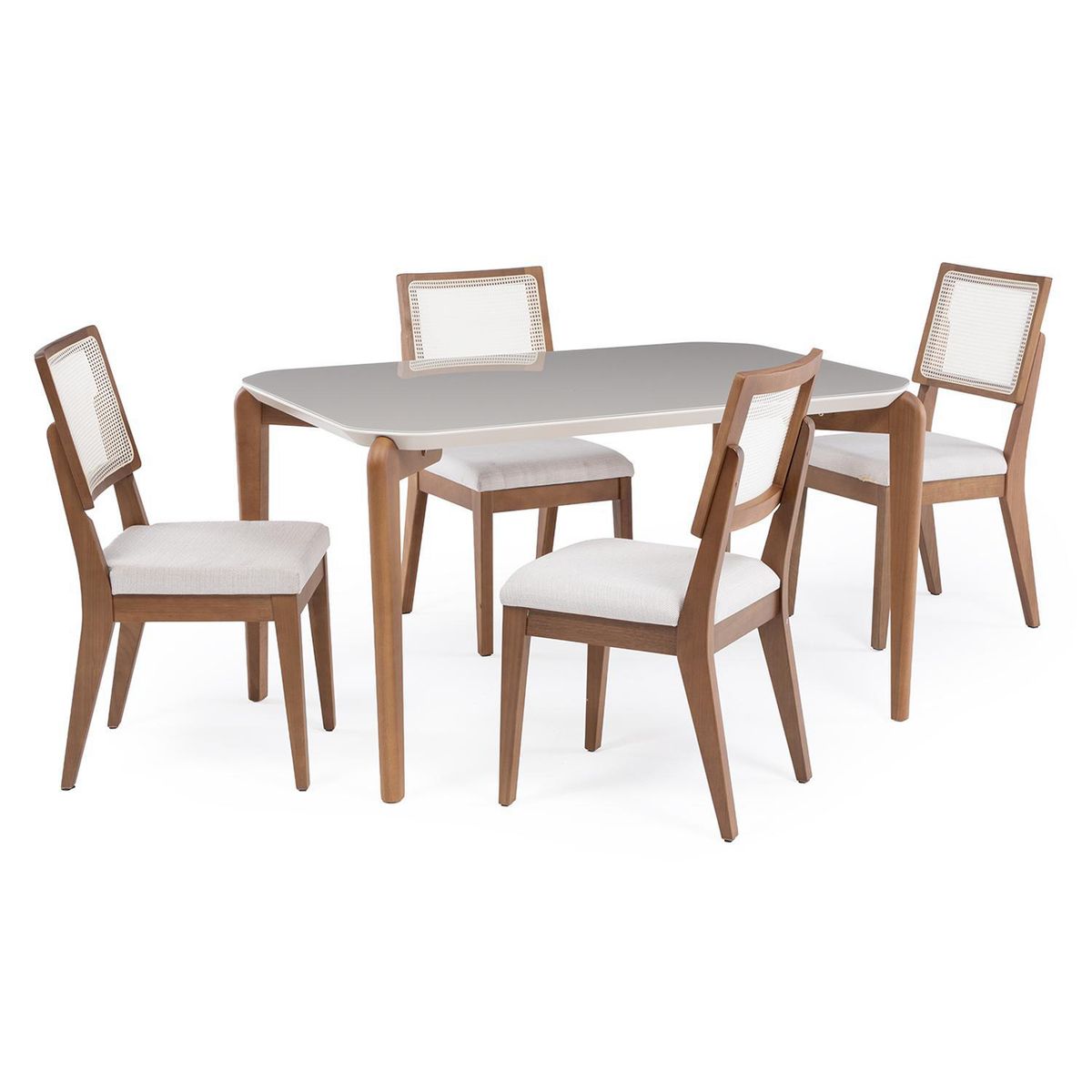 DECOCASA - Juego de Comedor Donatella 4 Sillas Mesa Rectangular 135x77x89cm Beige