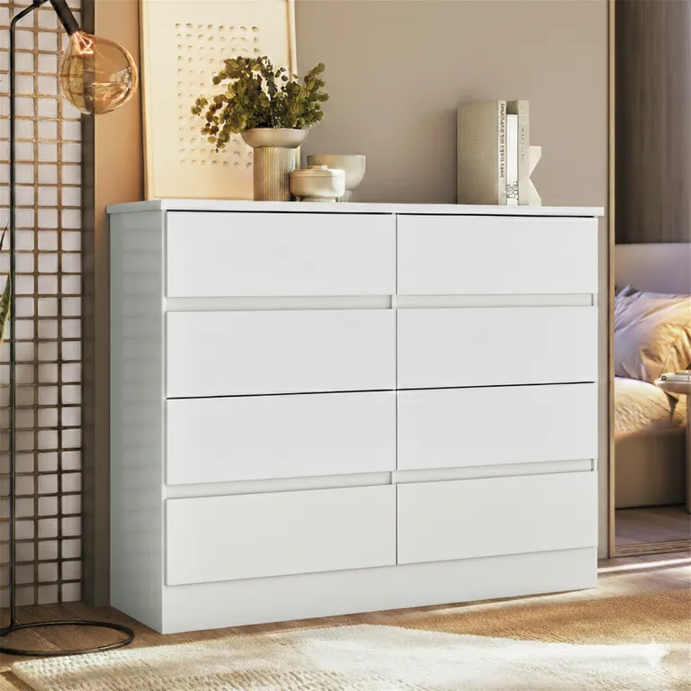 Cómoda 8 Cajón(es) Roma 136x106x43 cm Blanco
