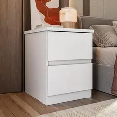 ONESSTA - Velador 2 Cajón(es) Bari 44.8x58x43 cm Blanco