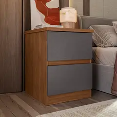 ONESSTA - Velador 2 Cajón(es) Bari 44.8x58x43 cm Grafito