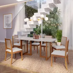 DECOCASA - Juego de Comedor Regia 6 Sillas Mesa Rectangular Beige