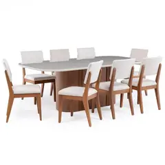 DECOCASA - Juego de Comedor Kalina 8 Sillas Mesa Rectangular 219x109x76cm Beige