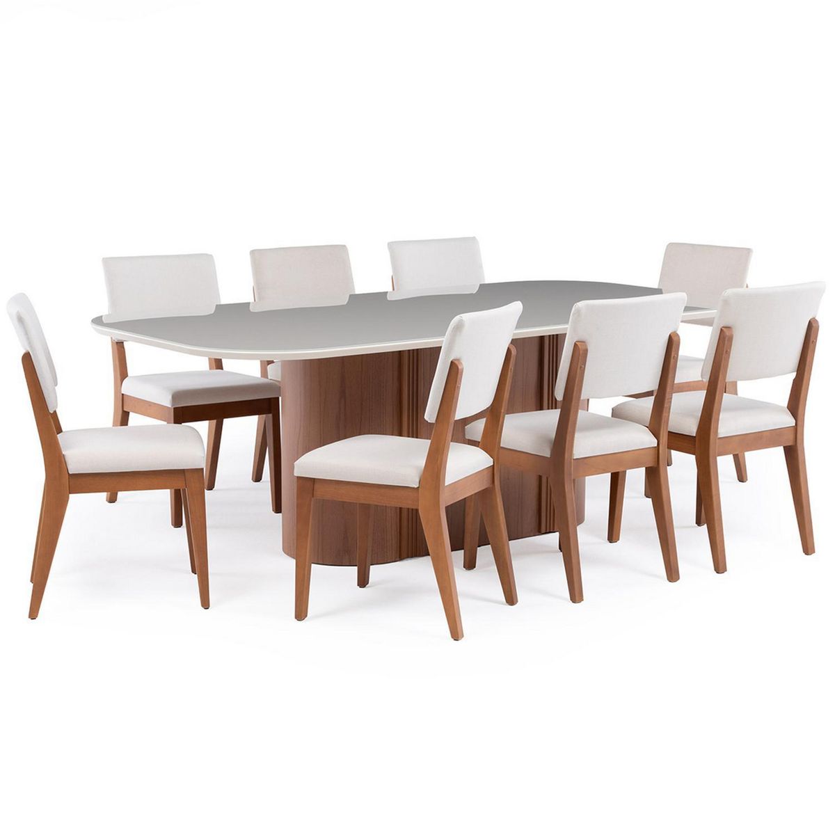 DECOCASA - Juego de Comedor Kalina 8 Sillas Mesa Rectangular 219x109x76cm Beige