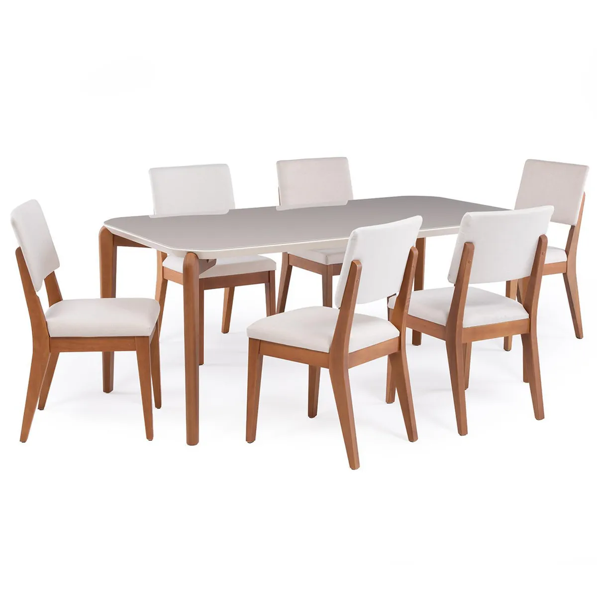 DECOCASA - Juego de Comedor Donatella 6 Sillas Mesa Rectangular 180x89x77cm Beige