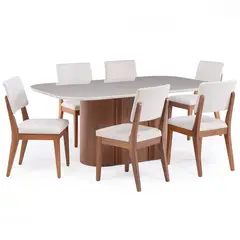 DECOCASA - Juego de Comedor Kalina 6 Sillas Mesa Rectangular 184x109x76cm Beige