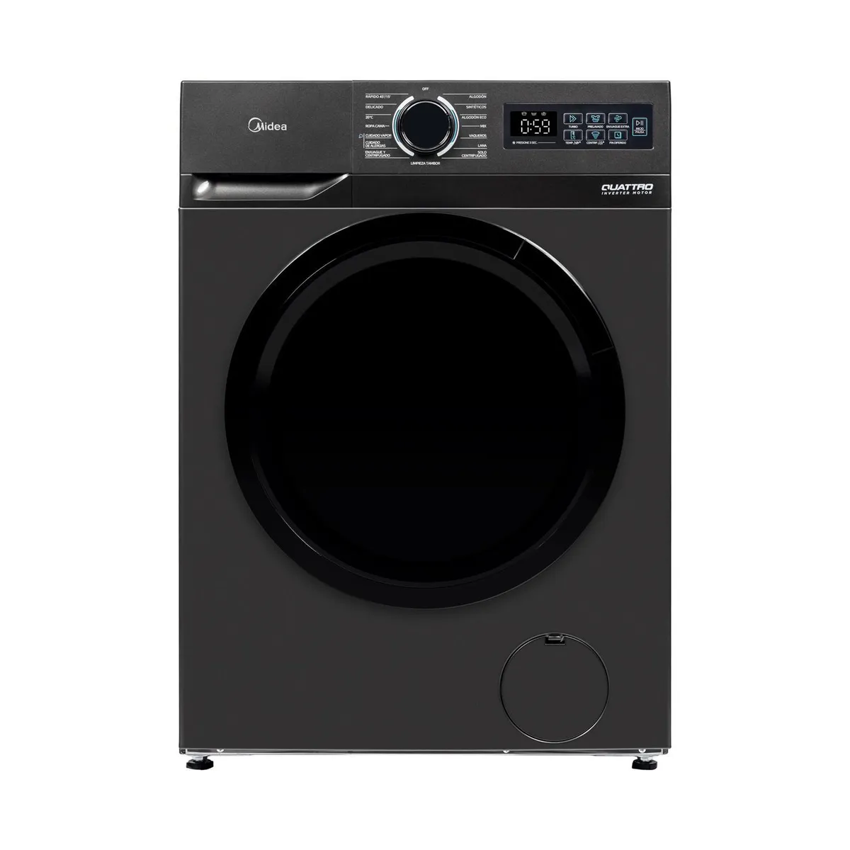 MIDEA - Lavadora Automatica Carga Frontal 12 kg Negro MF110W120B/T