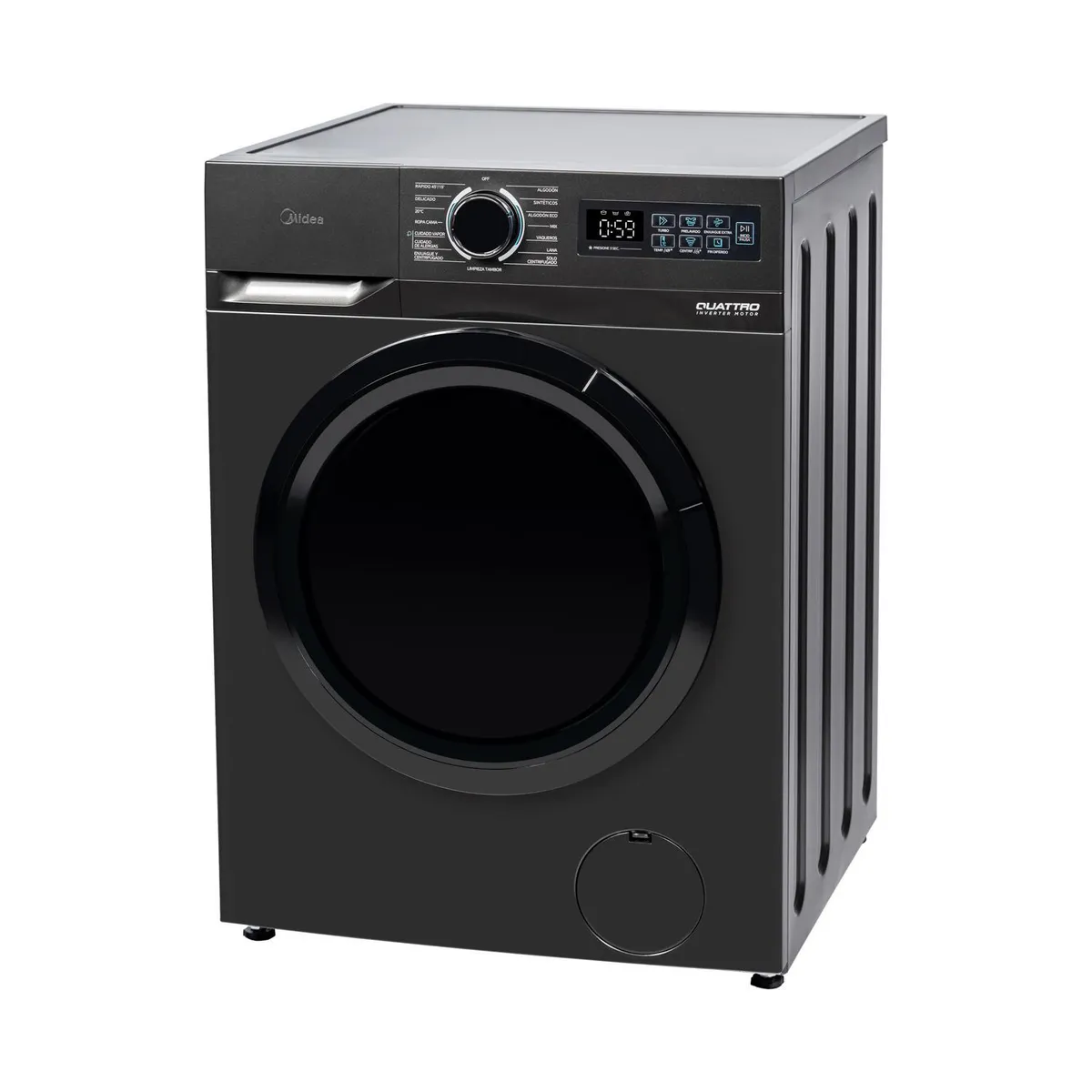 MIDEA - Lavadora Automatica Carga Frontal 12 kg Negro MF110W120B/T