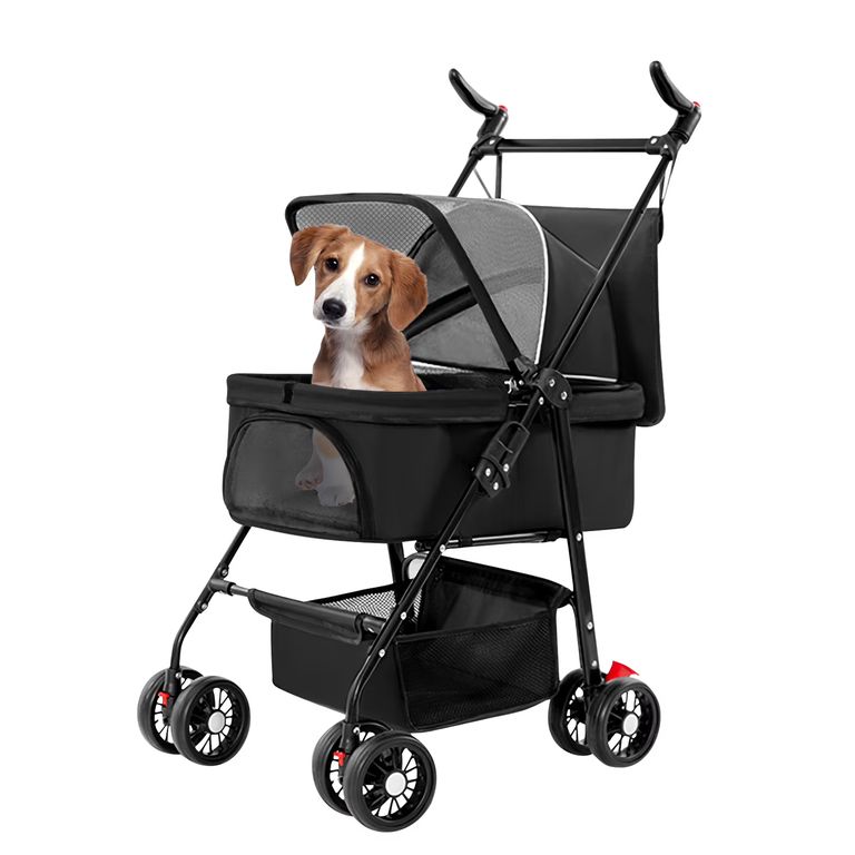 Carro paseo mascotas plegable 2 en 1 negro